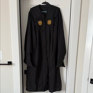 Black Graduation Gown with Gold Emblems